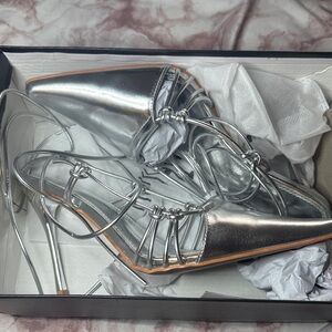 PrettyLittleThing Metallic Silver Strappy Heels